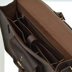 Vintage Brown Leather Laptop  Bag with Front Pocket & Strap - RXD Leather 0049