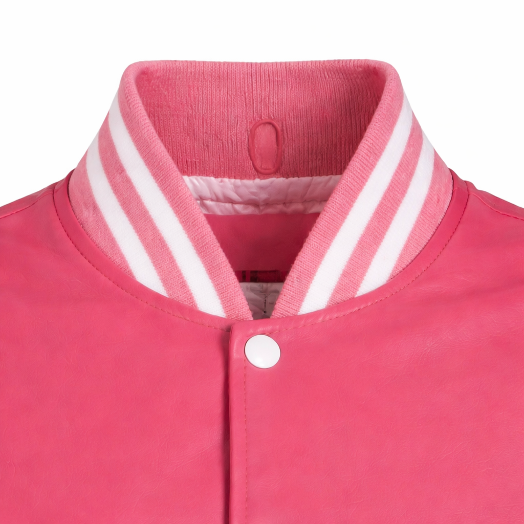Women Pink White Varsity Bomber Jacket Casual Streetwear Style - RXD Leather 00364