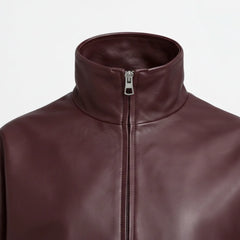 Maroon Leather womens puffer jacket  Outerwear Jacket - RXD Leather 007