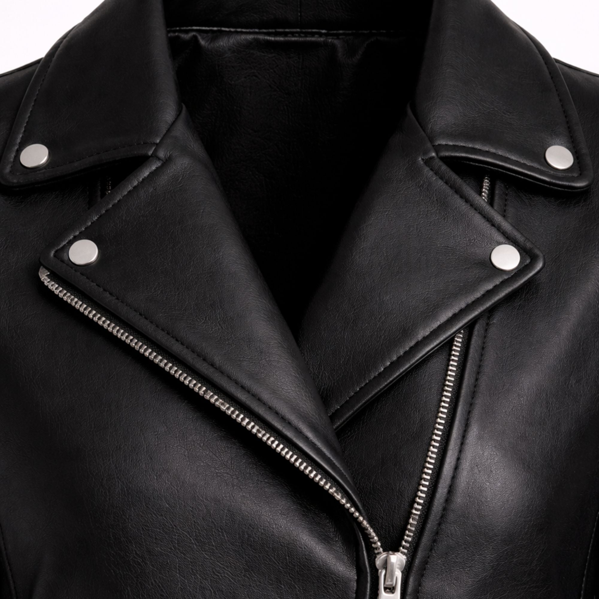 Women Black Leather Biker Jacket White Stripe Moto Style Outfit - RXD Leather 00358