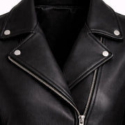 Women's black leather biker jacket styled – RXD Leather