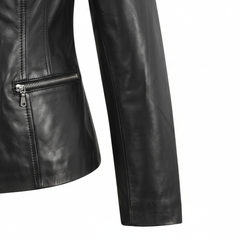 Women Black Leather Blazer Slim Fit Elegant Office Casual Style - RXD Leather 00391 