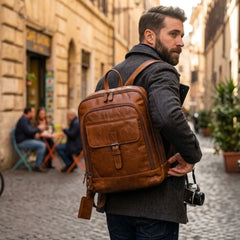 Leather Backpack Laptop 15 Inch Smart Travel Backpack - RXD Leather 0047