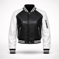 Women's black and white faux leather varsity bomber jacket – RXD Leather