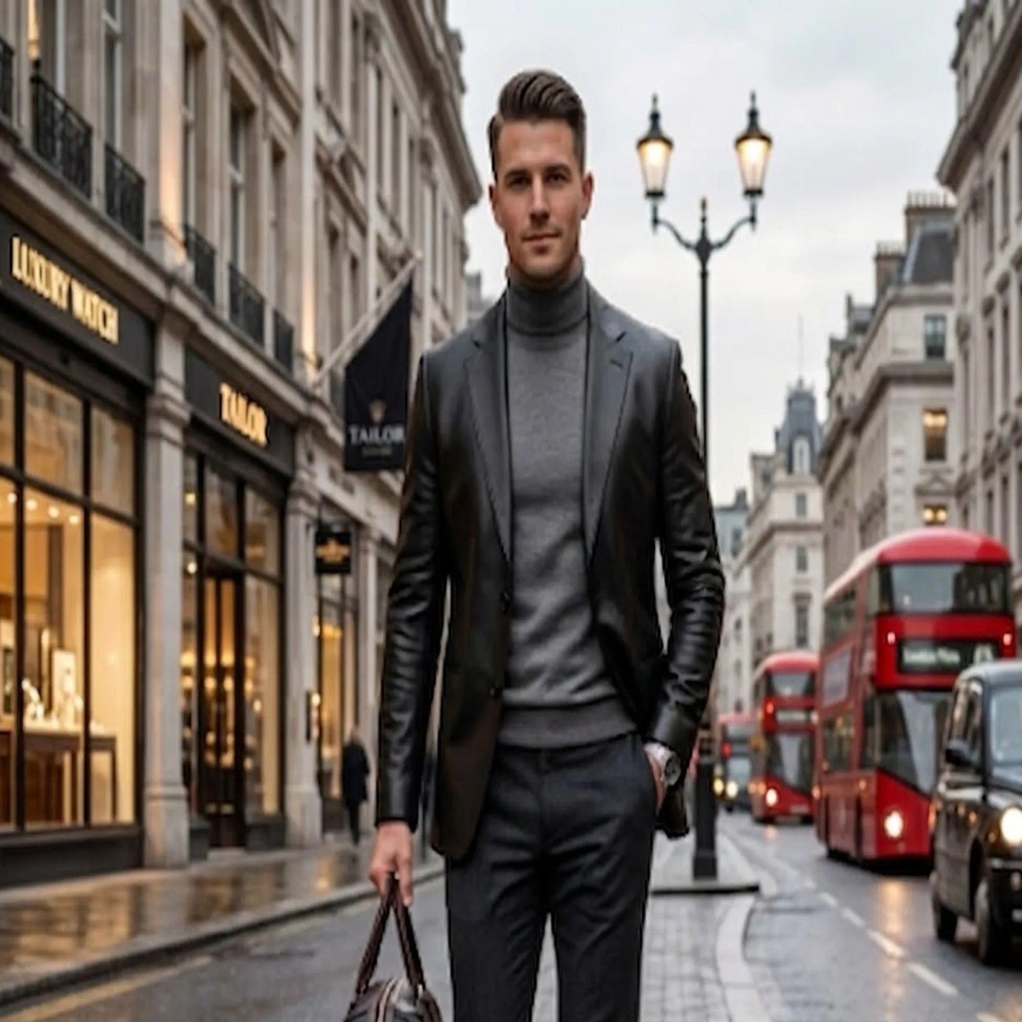 Mens Black Leather Blazer Jacket Formal Casual Style Coat Men Outfits - RXD Leather 0028
