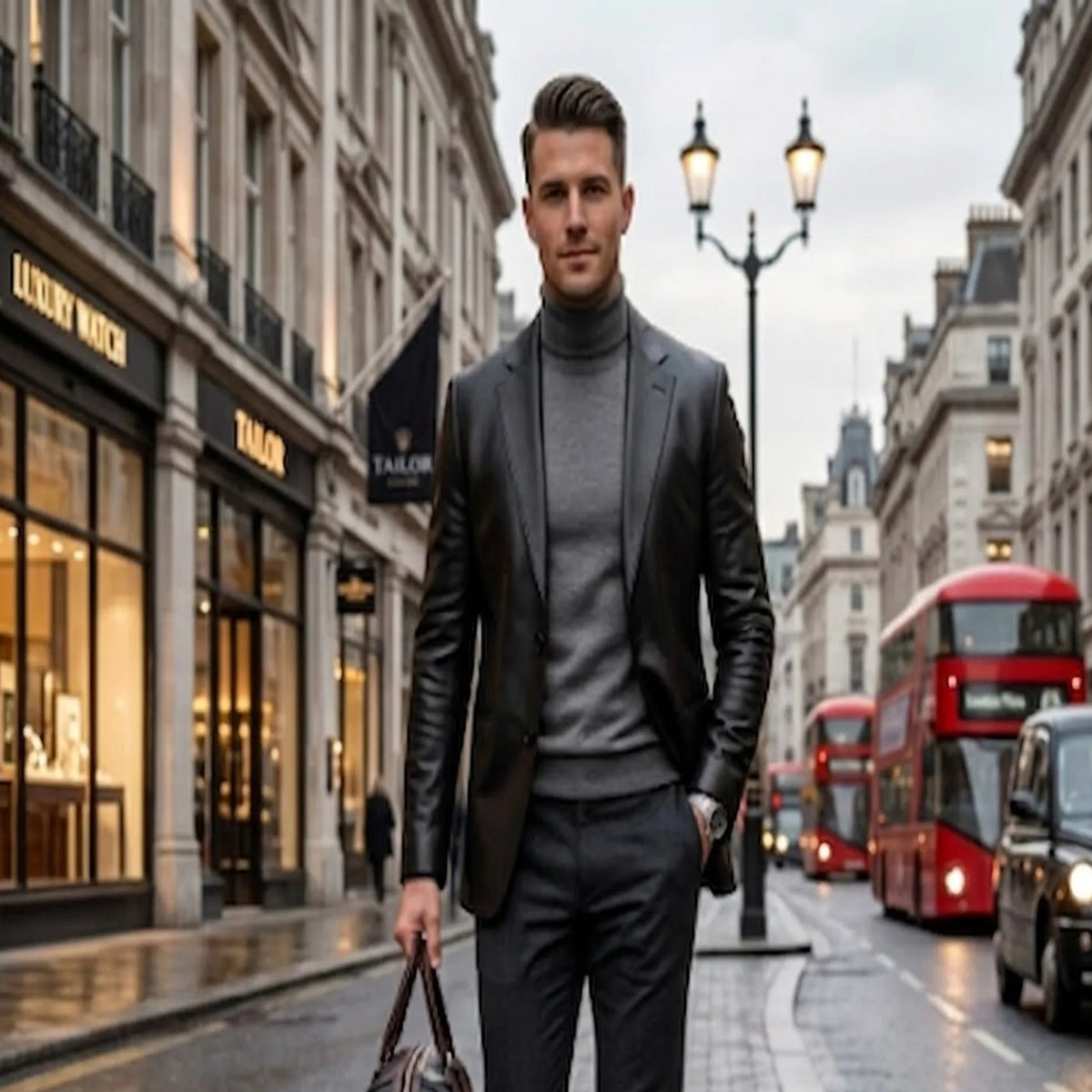 Men's black lambskin leather blazer with notch lapel – RXD Leather