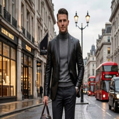 Mens Black Leather Blazer Jacket Formal Casual Style Coat Men Outfits - RXD Leather 0028