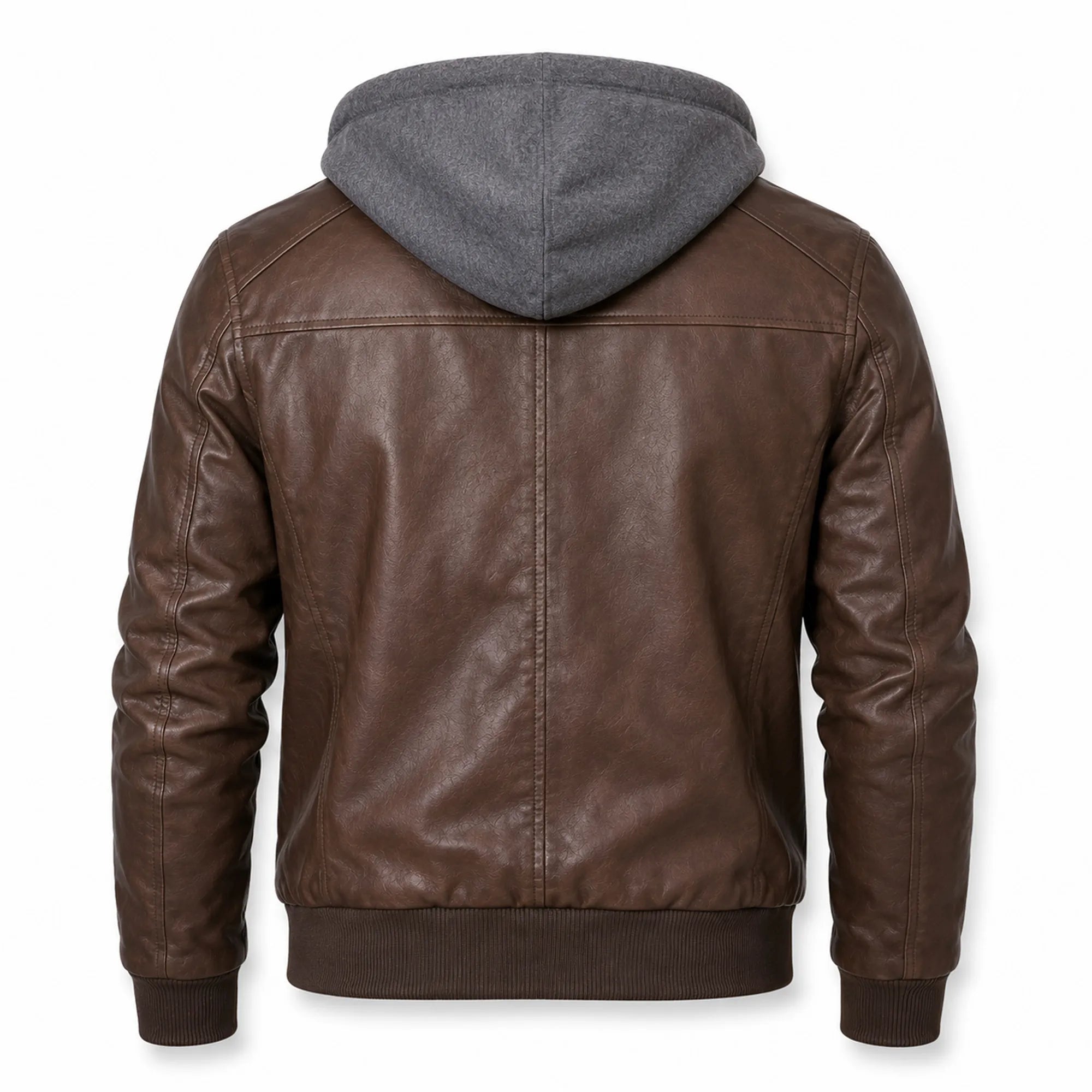 Men's Brown Leather Hooded Moto Biker Jacket Streetwear Fit Men - RXD Leather 00406