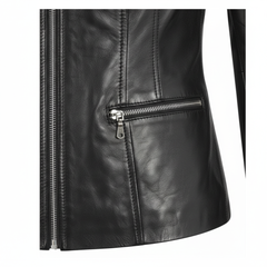 Women Black Leather Blazer Slim Fit Elegant Office Casual Style - RXD Leather 00391 