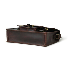 Vintage Brown Leather Laptop  Bag with Front Pocket & Strap - RXD Leather 0049