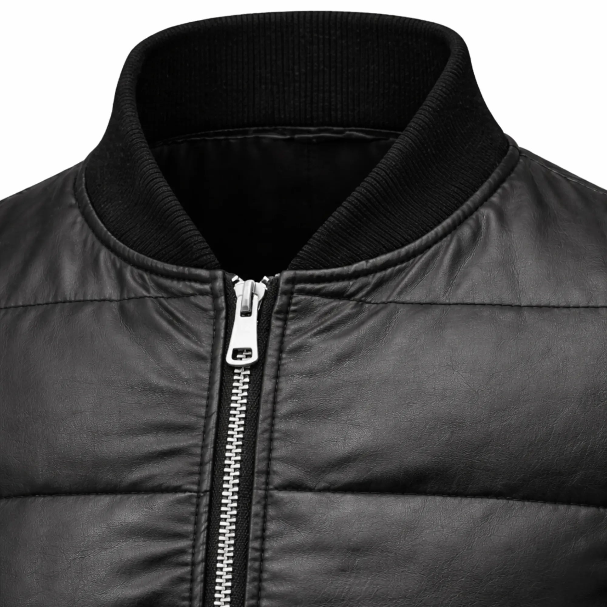 Mens Black Leather Puffer Jacket Shiny Winter Streetwear Style Outfits - RXD Leather 0025