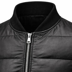 Mens Black Leather Puffer Jacket Shiny Winter Streetwear Style Outfits - RXD Leather 0025