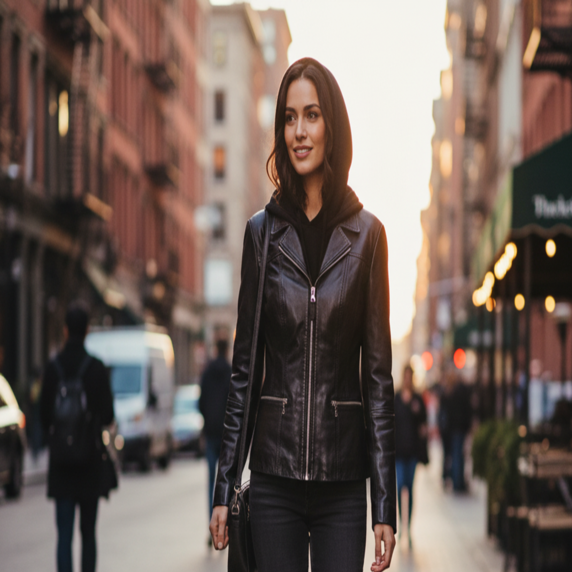 Women Black Leather Blazer Slim Fit Elegant Office Casual Style - RXD Leather 00391