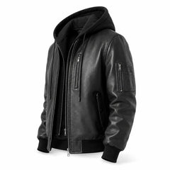 Men's black hooded jacket styled – RXD Leather