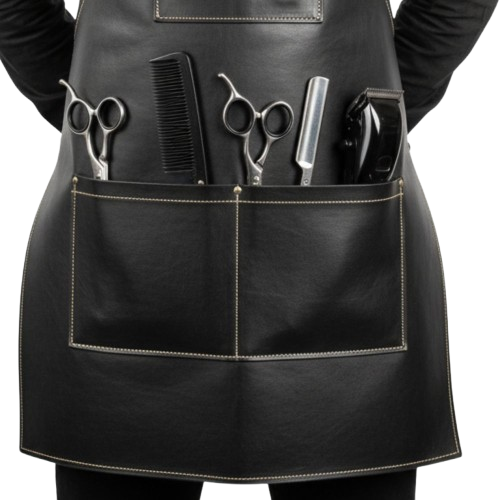 Black leather barber apron with pockets – RXD Leather