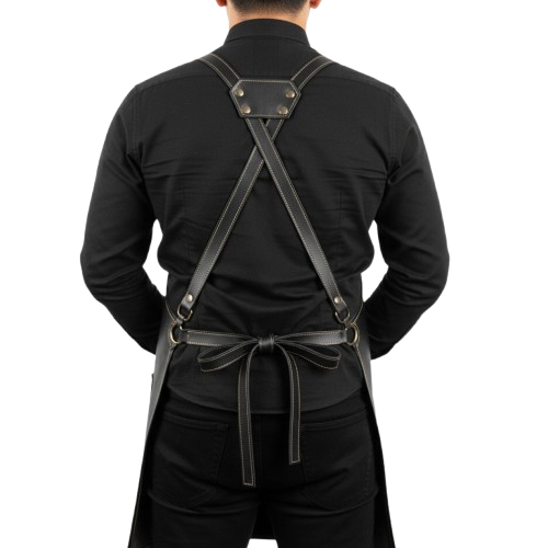 Black leather apron with adjustable straps – RXD Leather