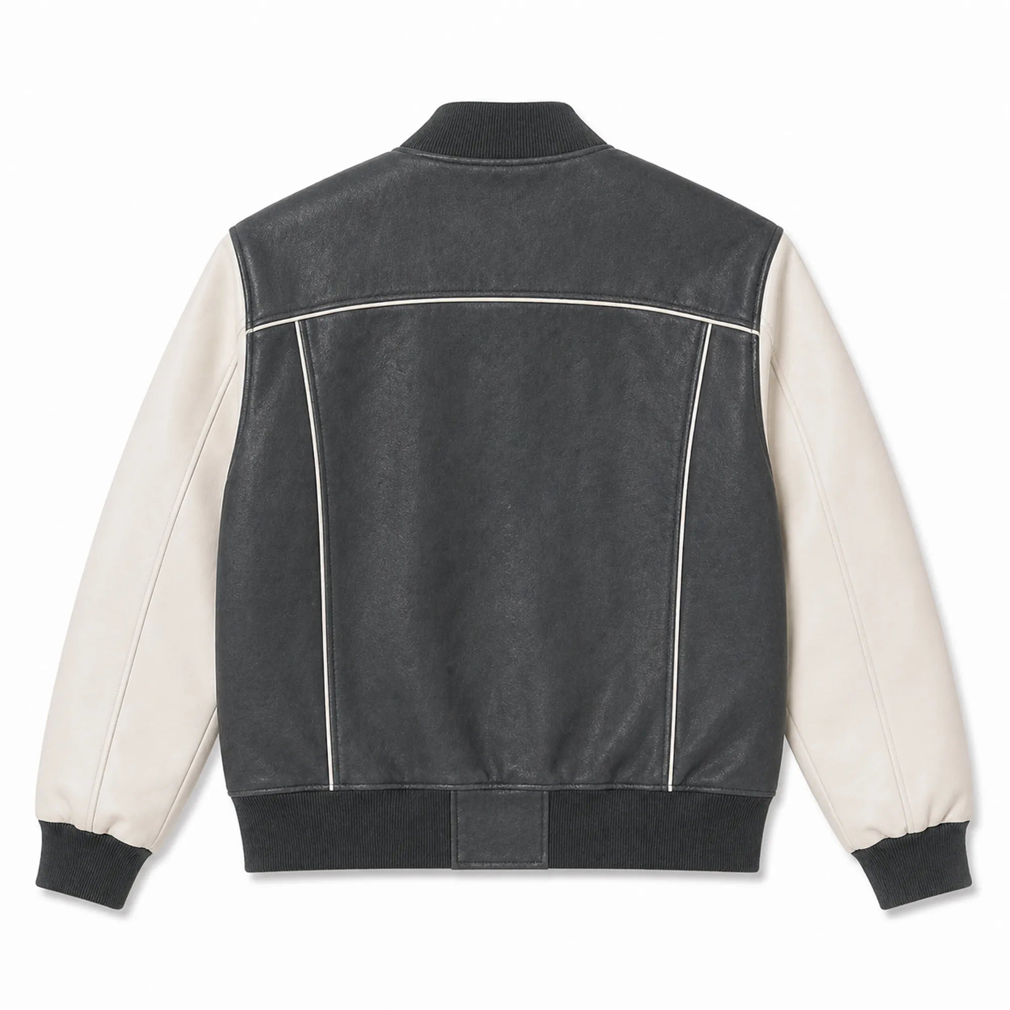 Mens Gray White Varsity Jacket Padded Winter Streetwear Style Outfit - RXD Leather 00170