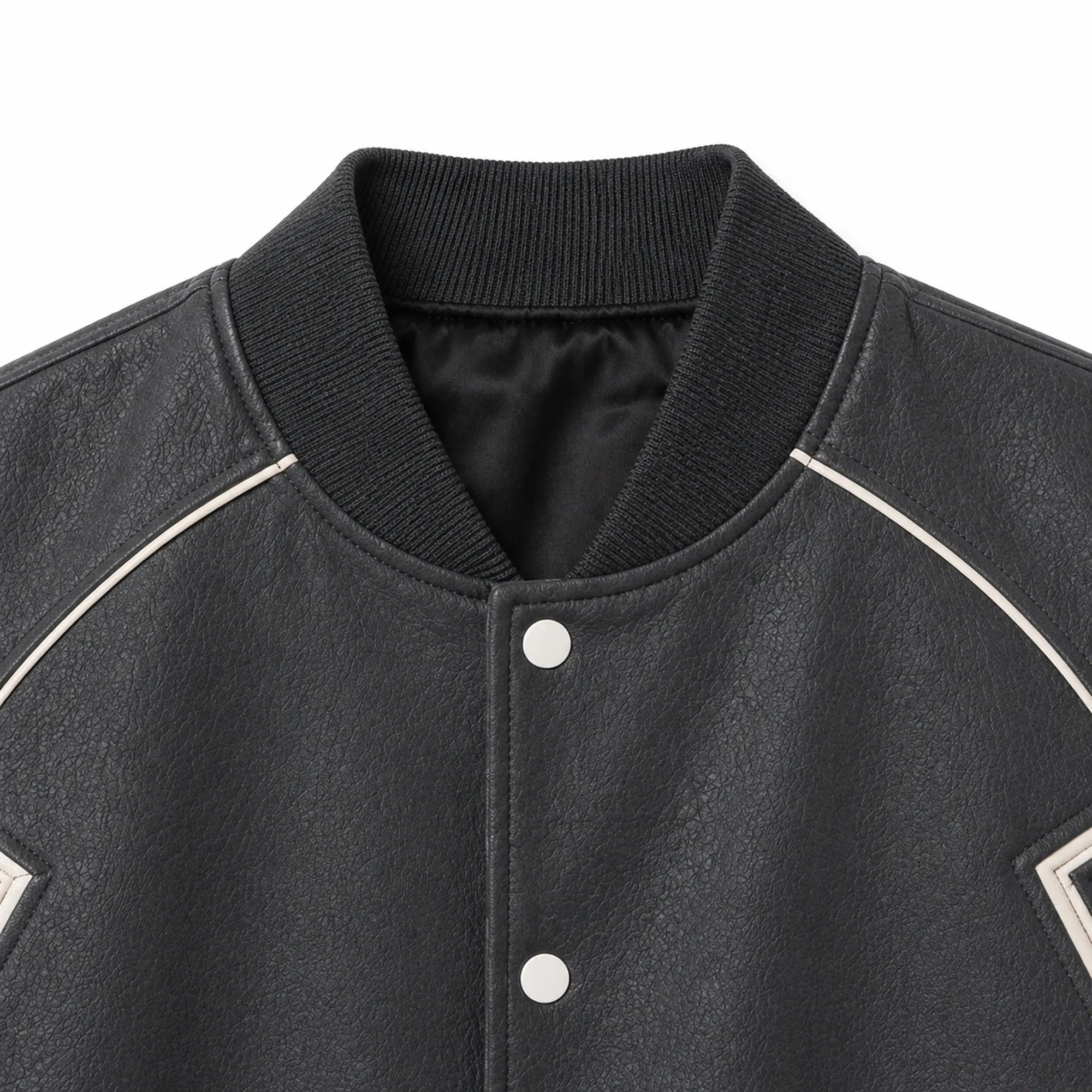 Mens Gray White Varsity Jacket Padded Winter Streetwear Style Outfit - RXD Leather 00170 