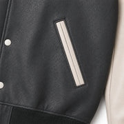 Men's gray white varsity jacket back – RXD Leather