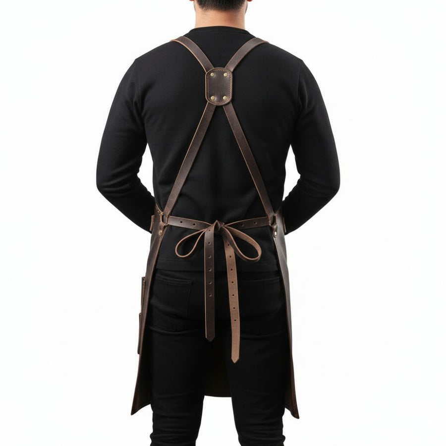 Brown leather apron with adjustable straps – RXD Leather