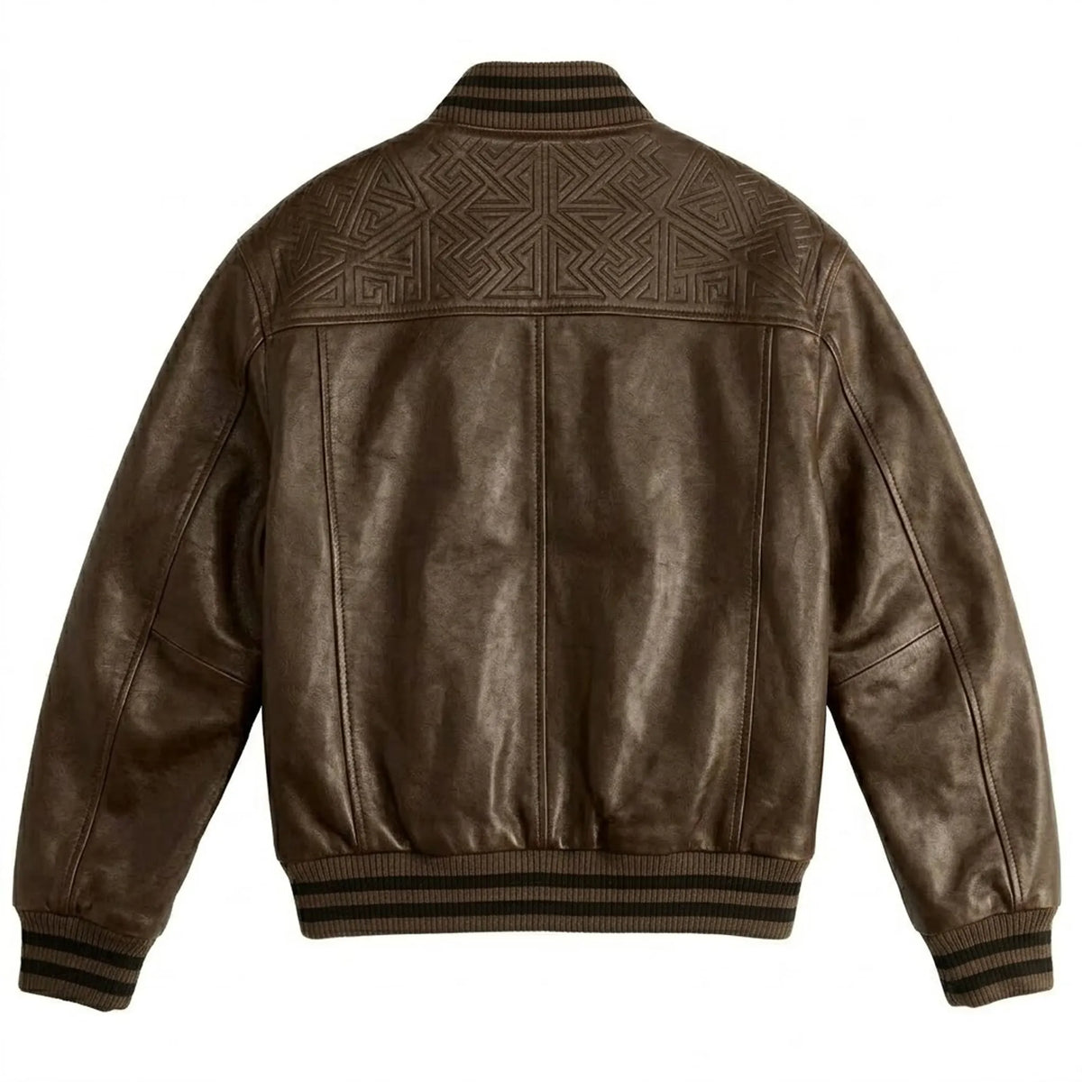 Men's brown leather college bomber jacket – RXD Leather