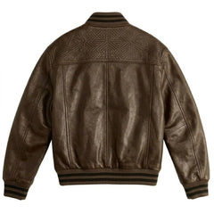 Men's brown leather college bomber jacket – RXD Leather