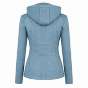 Women's slim fit blue faux leather jacket – RXD Leather