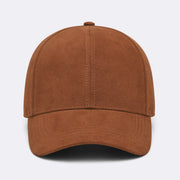 Brown suede leather baseball cap detail – RXD Leather