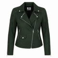 Women's olive green suede leather biker jacket – RXD Leather