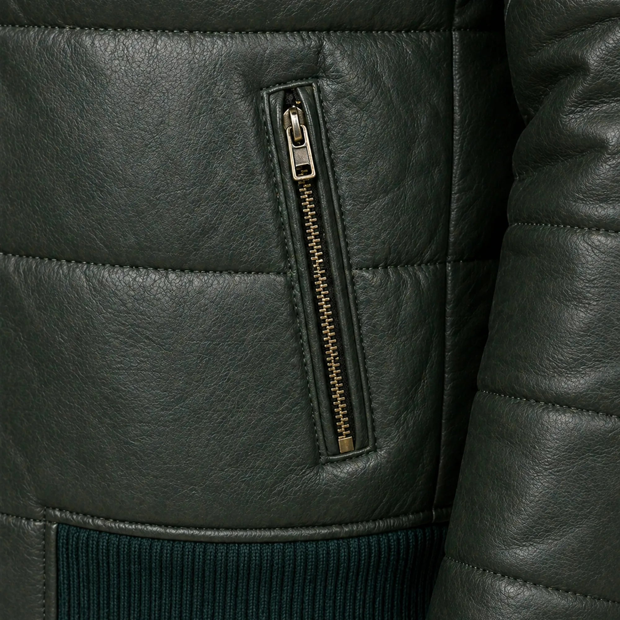 Men's green leather puffer bomber styled – RXD Leather