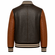 Men's brown cowhide bomber jacket with ribbed cuffs – RXD Leather