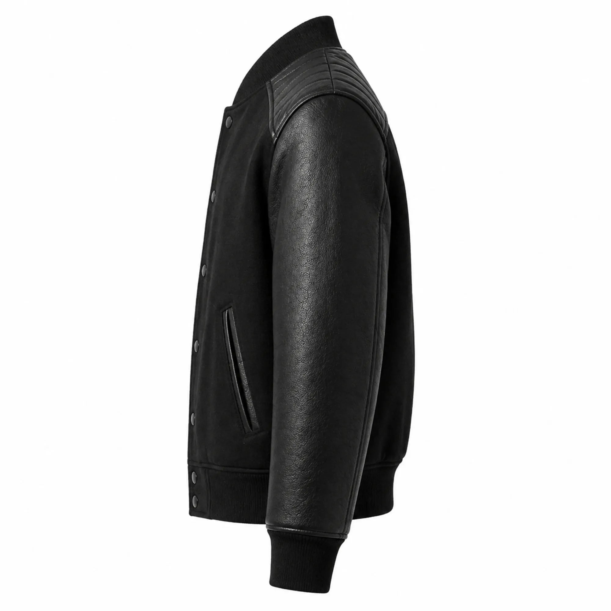 Men's minimal black varsity jacket – RXD Leather