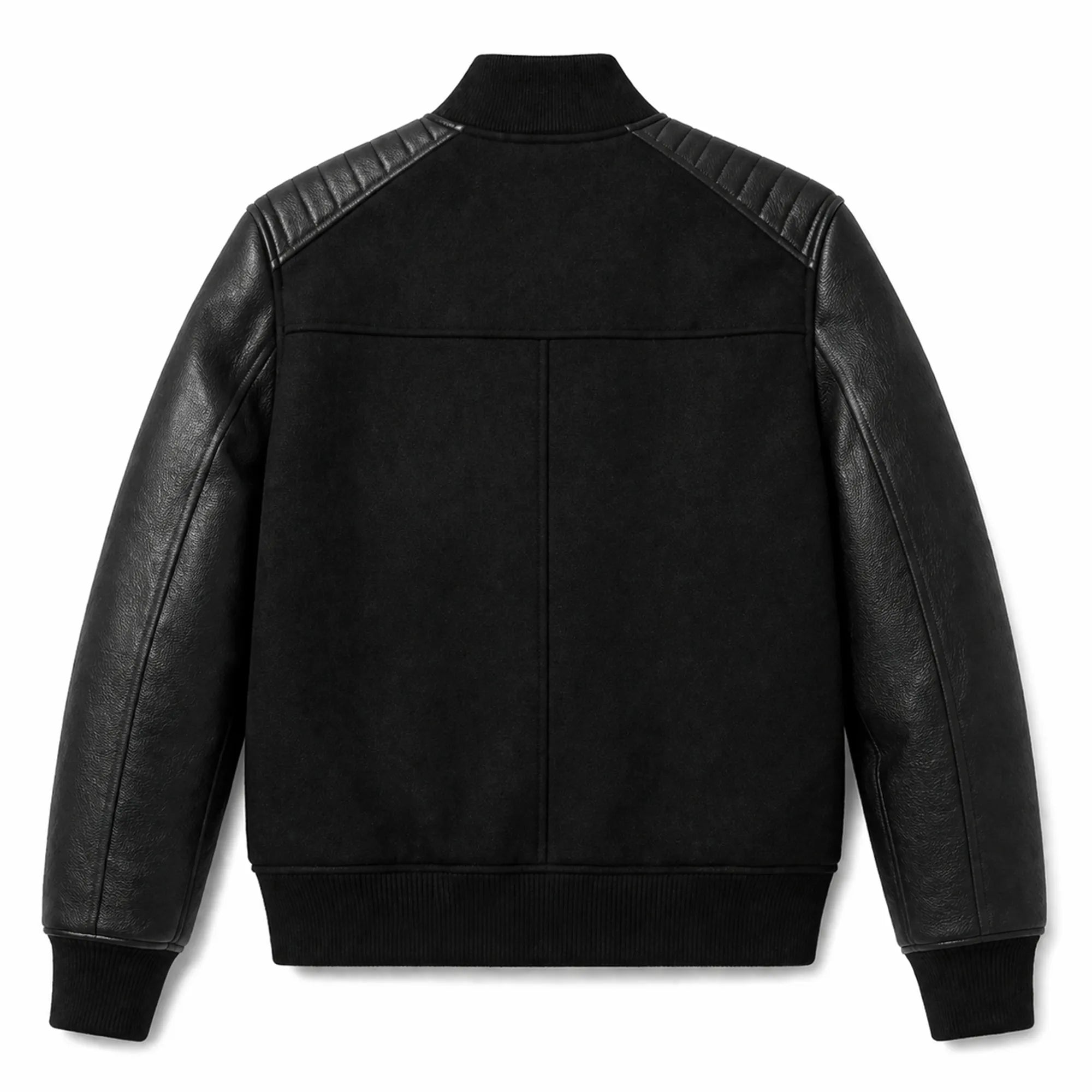 Men's black varsity jacket with leather panels – RXD Leather