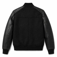 Men's black varsity jacket with leather panels – RXD Leather