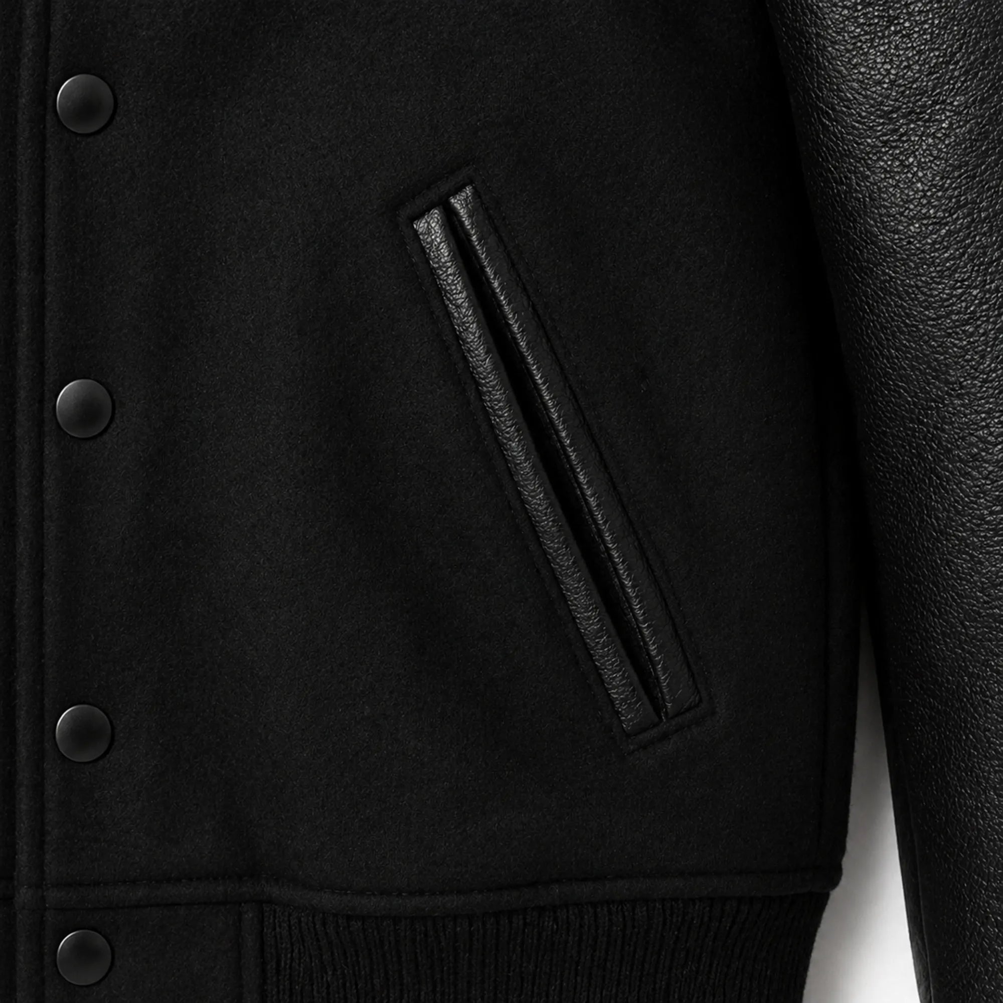 Men's black leather panel varsity jacket back – RXD Leather