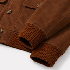 Mens Beige Suede Leather Bomber Jacket Modern Casual Style Wear Coats - RXD Leather 00510 