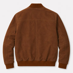 Mens Beige Suede Leather Bomber Jacket Modern Casual Style Wear Coats - RXD Leather 00510 