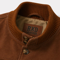 Mens Beige Suede Leather Bomber Jacket Modern Casual Style Wear Coats - RXD Leather 00510 