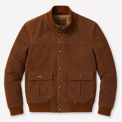 Mens Beige Suede Leather Bomber Jacket Modern Casual Style Wear Coats - RXD Leather 00510
