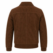 Men's brown suede bomber with rib knit cuffs – RXD Leather