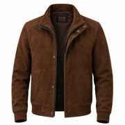 Men's brown suede leather bomber jacket – RXD Leather