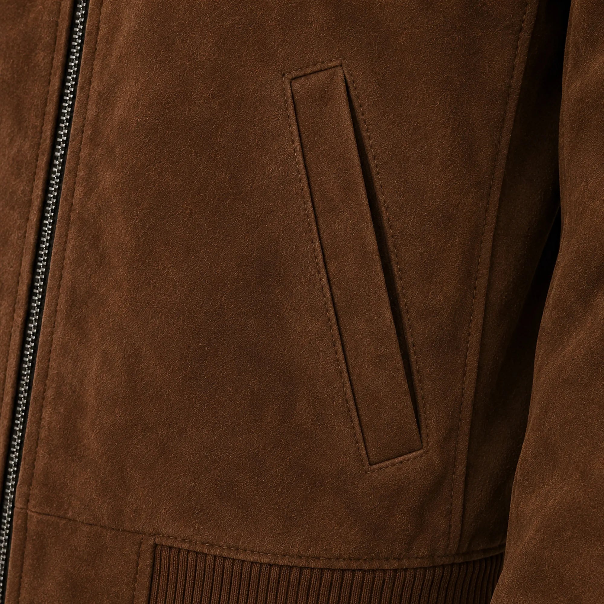 Men's Brown Suede Leather Bomber Jacket Classic Winter Style Wear Coats - RXD Leather 00503