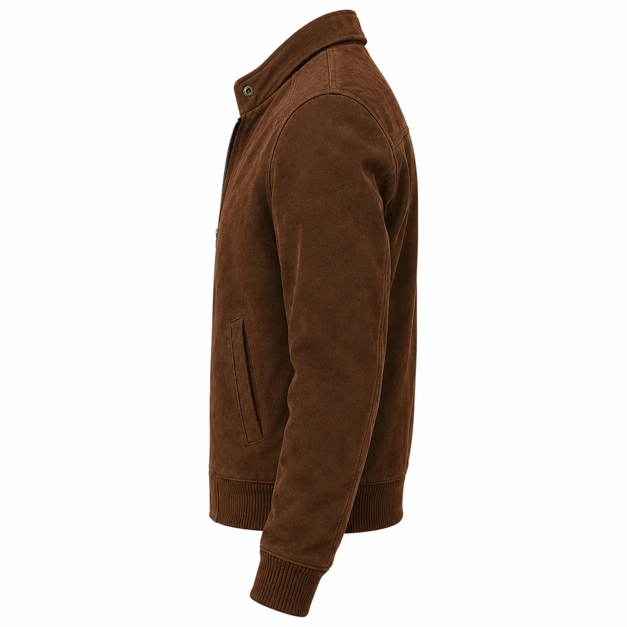 Men's Brown Suede Leather Bomber Jacket Classic Winter Style Wear Coats - RXD Leather 00503