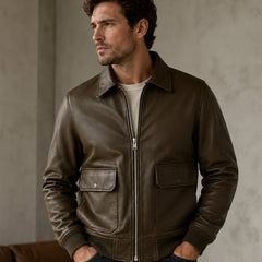 Mens Black Lambskin Leather Flight Bomber Jacket Classic Style Outfits - RXD Leather 00476 