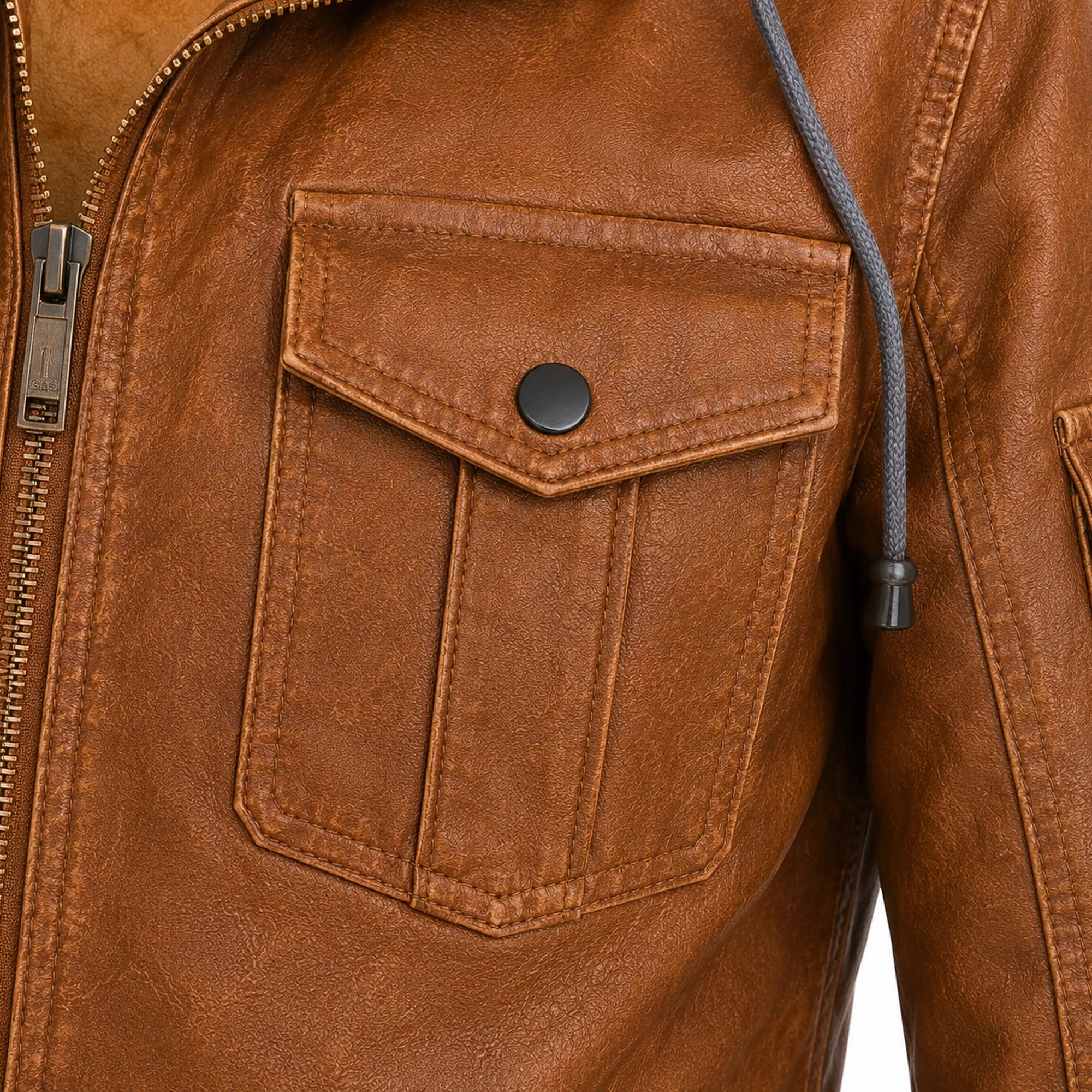 Men's brown shearling hooded jacket styled – RXD Leather