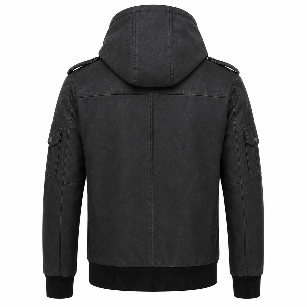 Men's distressed black hooded bomber – RXD Leather