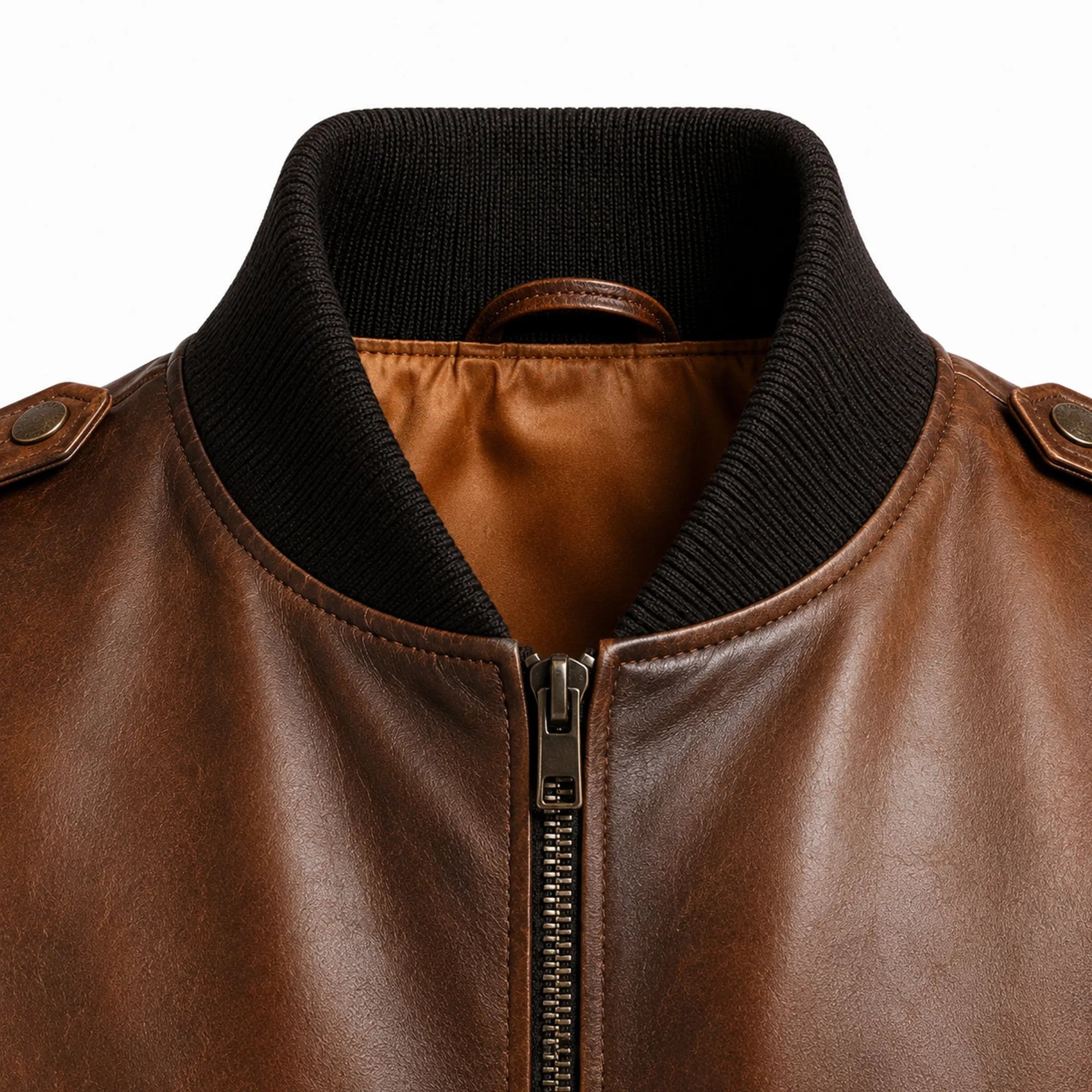 Men's distressed brown bomber jacket back – RXD Leather