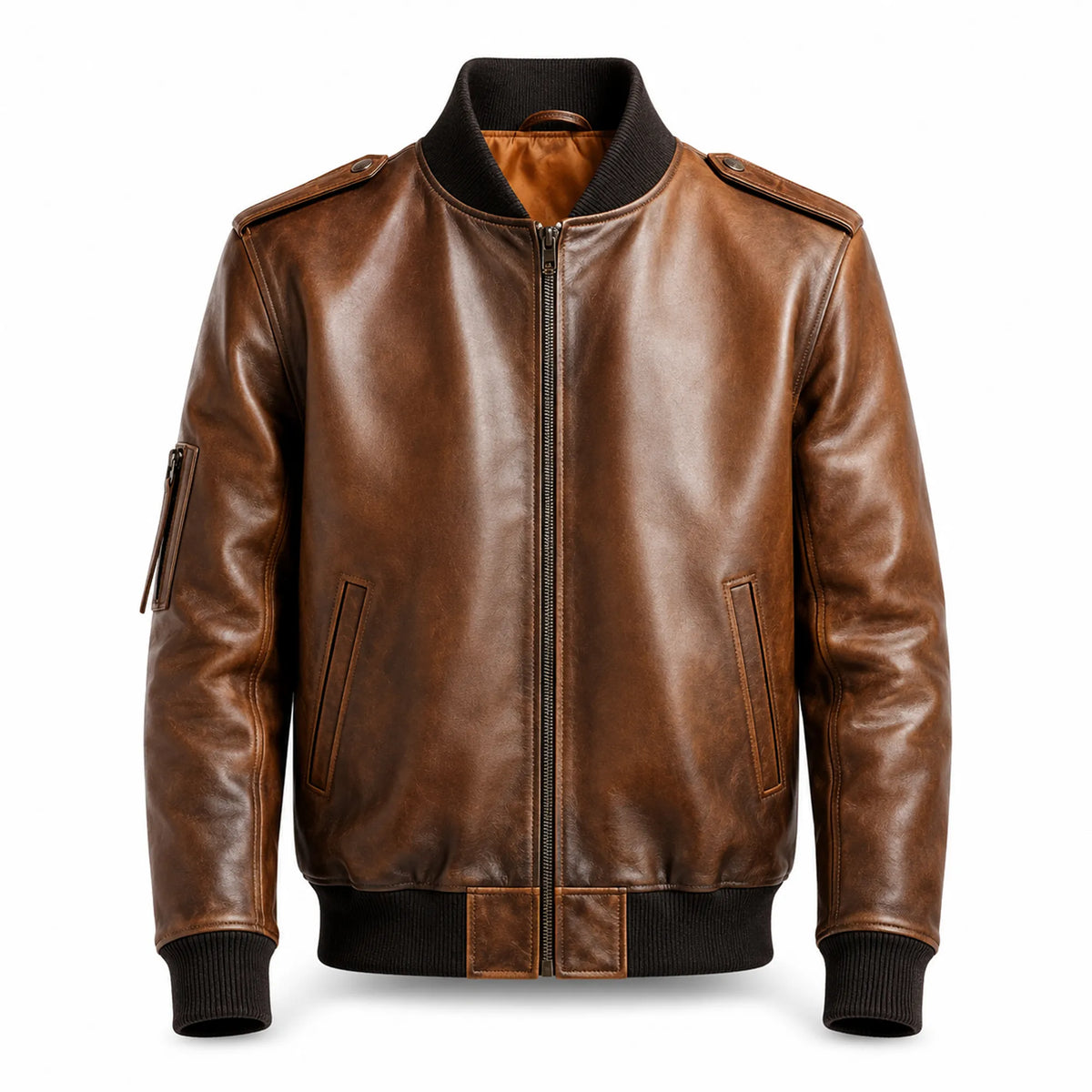 Men's distressed brown vintage leather bomber jacket – RXD Leather