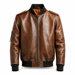 Men's distressed brown vintage leather bomber jacket – RXD Leather