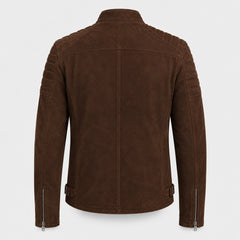 Men's Suede Leather Biker Jacket Quilted Moto Style for Men Casual Fit - RXD Leather 00506